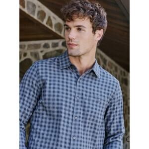 Flag & Anthem Madeflex Icon Performance Shirt Size L Blue Plaid Gingham Preppy